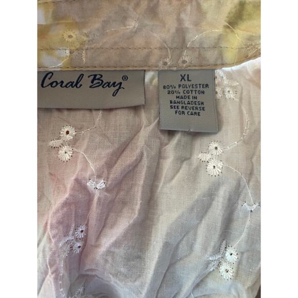 Coral Bay Size XL Short Sleeve Button-Up Shirt Tan with Pink Floral - Picture 5 of 5
